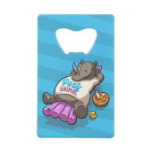 ライン開きゴマ！パーティーおもしろい動物のサイの漫画 クレジットカード栓抜き (正面)