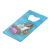 ライン開きゴマ！パーティーおもしろい動物のサイの漫画 クレジットカード栓抜き (正面アングル)