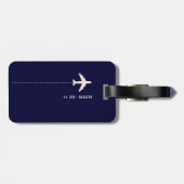 ラインNavy Blueを点々のある使用した飛行機 ラゲッジタグ (裏面横)