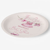 ライ名門私立校風のン赤ちゃんシャワーの上のピンクのカスタム服 ペーパープレート (アングル)