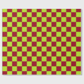 ライ市松模様にム・グリーンとブルゴーニュ ラッピングペーパー (フラット)