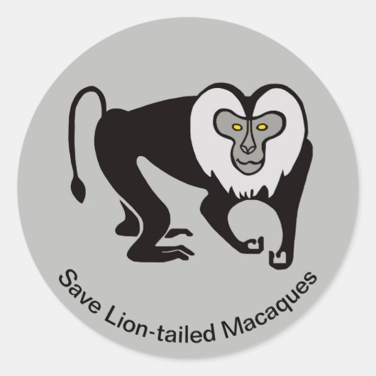ライ救オンテールMACAQUE – 野生生物 – サル –  ラウンドシール (正面)