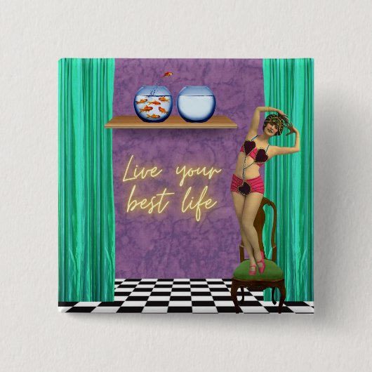 ライ最高のブライフファンキーヴィンテージキッチュ 缶バッジ (正面)