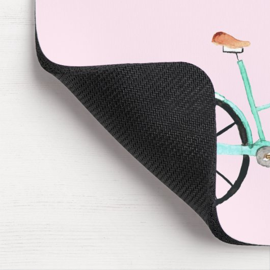 ライ楽しむドウォーターカラーバイクフラワーバスケットカウト マウスパッド (コーナー)