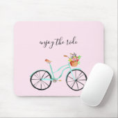 ライ楽しむドウォーターカラーバイクフラワーバスケットカウト マウスパッド (マウス)