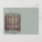 ライ素朴ツ&ウッドフォトセージブライダルシャワー インビテーションポストカード (裏面)