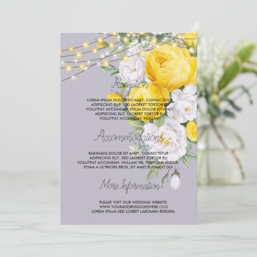 ライ素朴トイエローフローラ結婚式 招待状 (スタンド正面)