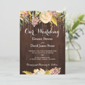 ライ素朴ト納屋の木の植物のフローラ結婚の 招待状 (スタンド正面)