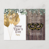 ライ素朴ト&ウッド新年のパーティー インビテーションポストカード (正面)