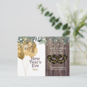 ライ素朴ト&ウッド新年のパーティー インビテーションポストカード (スタンド正面)