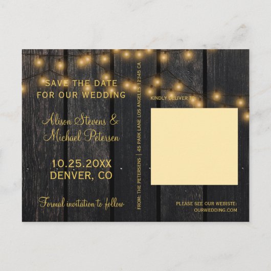 ライ素朴ト・バ救ン・ウドの写真結婚日付 案内ポストカード (裏面)