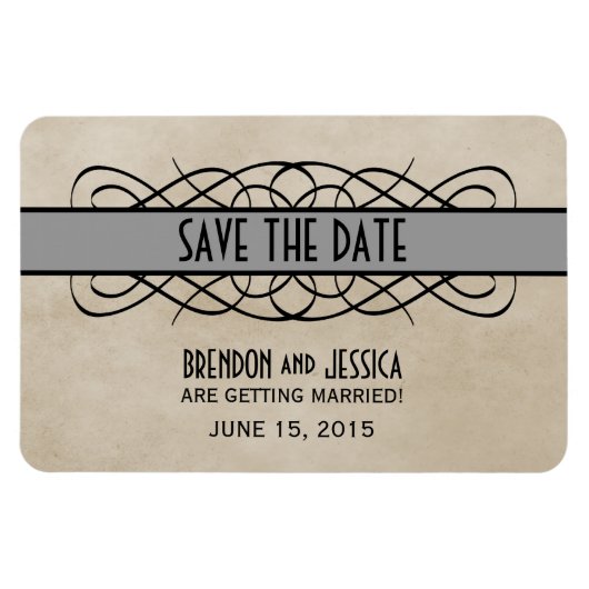 ライ縁どフSave the Date Magnets, Gray マグネット (横)