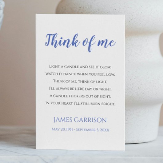 ライ考えフローソクお祝いブルー プレイスカード