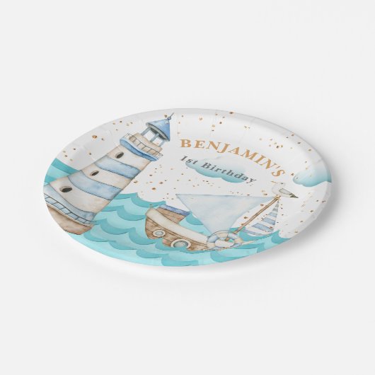 ライ航海のトハウス帆船誕生日紙プレート ペーパープレート (アングル)