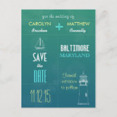 ライ航海のトハウス | ボートブルー日付カードを保存 案内ポストカード (正面)