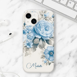 ライ芸術的トパーソナライズされたパステルブルーバラ Case-Mate iPhone 14ケース