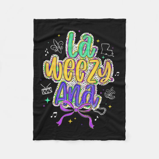 ラウィージーアナマルディグラスファットチューズコケット フリースブランケット (正面)