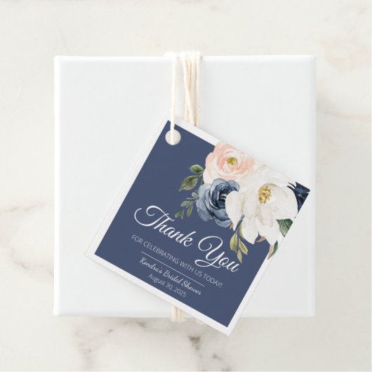 ラウシュマグノリアバラネイビーブルー&赤面ブライダルシャワー フェイバータグ (インサイチュ)