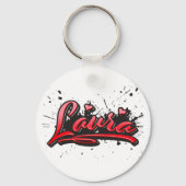 ラウラ赤いハートグラフィティシュリュッセランナーガー キーホルダー (正面)