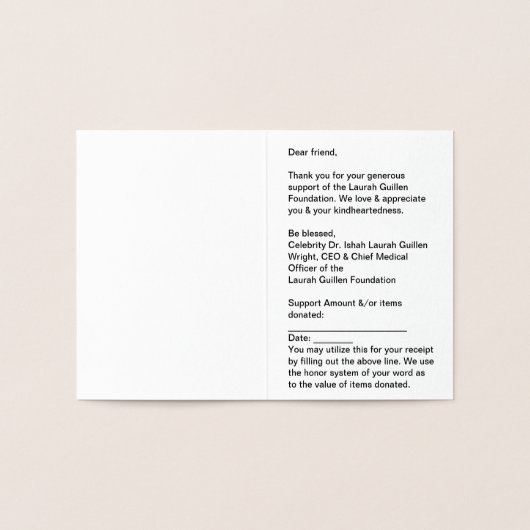 ラウラ・ギレン財団ありがとうございました 箔カード (内部)