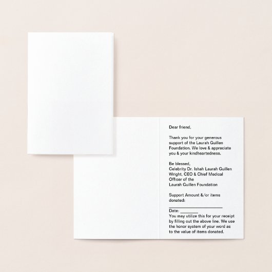 ラウラ・ギレン財団ありがとうございました 箔カード (ディスプレー)