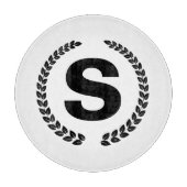 ラウレルの葉のオリジナルモノグラム カッティングボード (正面)