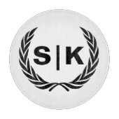 ラウレルの葉のカスタム カップル モノグラム カッティングボード (正面)