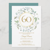 ラウレルガーランドゴールドモノグラム60歳誕生日 招待状 (正面/裏面)