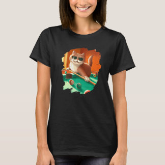 ラウンジでビリヤードをするクールな猫 Tシャツ