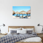 ラウンジチェアアンドサッチ傘オンビーチ キャンバスプリント (インサイチュ (寝室))