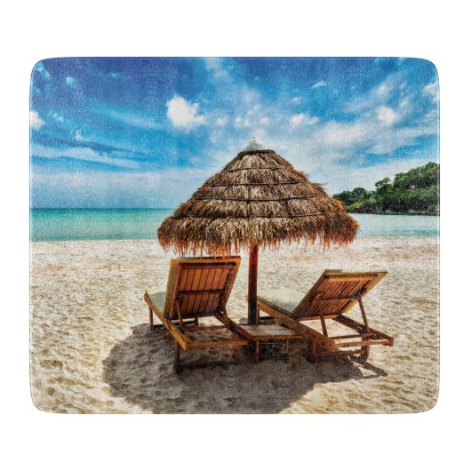 ラウンジチェアオンビーチ装飾用クッション カッティングボード (正面)