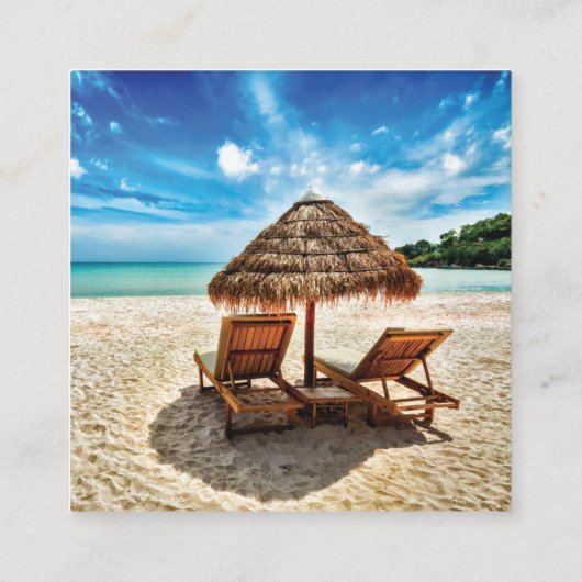 ラウンジチェアオンビーチ装飾用クッション スクエア名刺 (裏面)