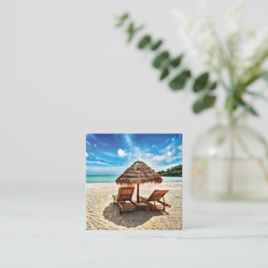 ラウンジチェアオンビーチ装飾用クッション スクエア名刺 (スタンド正面)