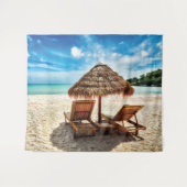 ラウンジチェアオンビーチ装飾用クッション タペストリー (正面(横))