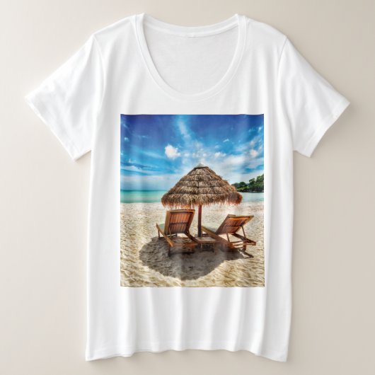 ラウンジチェアオンビーチ装飾用クッション プラスサイズTシャツ (デザイン正面)