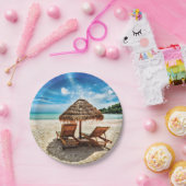 ラウンジチェアオンビーチ装飾用クッション ペーパープレート (パーティー)