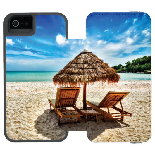 ラウンジチェアオンビーチ装飾用クッション INCIPIO iPhoneウォレットケース (フォリオ Open)