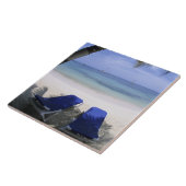 、ラウンジチェア、ヤシの木、地平線浜に引き上げて下さい タイル (側面)