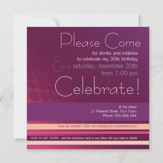 ラウンジハウスパーティー誕生日招待状 招待状 (裏面)