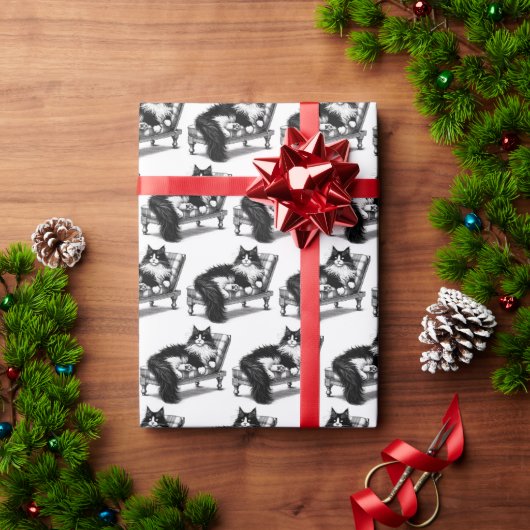ラウンジ子猫 ラッピングペーパー (クリスマスギフト)