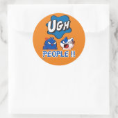ラウンドおもしろいステッカー「UGH PEOPLE !!」 ラウンドシール (バッグ)