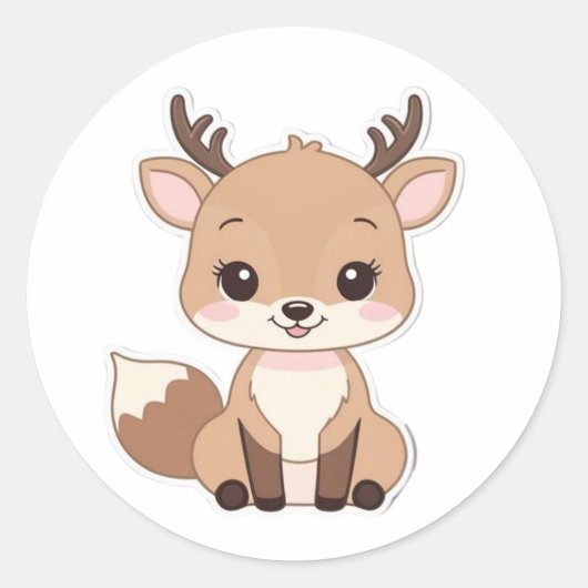 ラウンドかわいいディーステッカー – かわいいおもしろい ラウンドシール (正面)