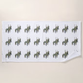 ラウンドかわいらしメリー回転木馬馬のパターンに移動 ビーチタオル (正面)