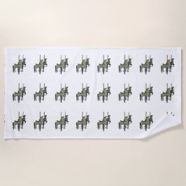 ラウンドかわいらしメリー回転木馬馬のパターンに移動 ビーチタオル