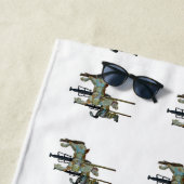 ラウンドかわいらしメリー回転木馬馬のパターンに移動 ビーチタオル (インサイチュ)