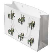 ラウンドかわいらしメリー回転木馬馬のパターンに移動 ラージペーパーバッグ (裏面アングル)