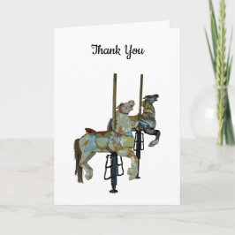 ラウンドかわいらし回転木馬ウマメリーンサンキュー カード