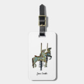 ラウンドかわいらし回転木馬馬の荷物タグに移動 ラゲッジタグ (正面縦)