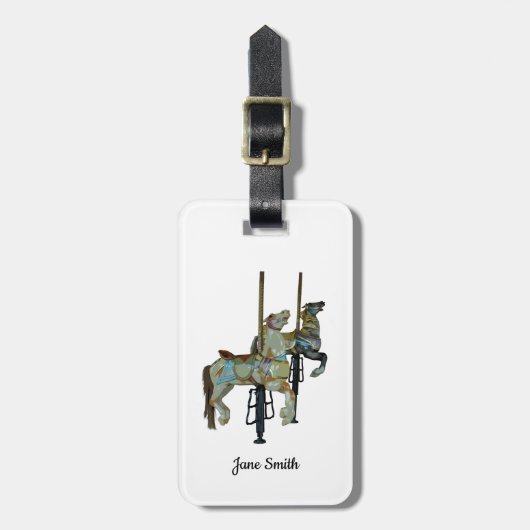 ラウンドかわいらし回転木馬馬の荷物タグに移動 ラゲッジタグ (正面縦)