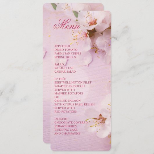 ラウンドさくらんぼブロッサムエレガントなウェディングメニュー メニュー (正面/裏面)